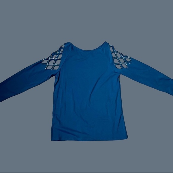 SEXY deep turquoise blue too with cut out shoulders with rivets as sequins - Picture 3 of 7